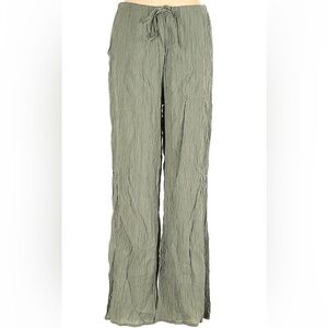 Zara Olive Green Textured Lightweight Crinkle Material Wrinkle Free Pants XS